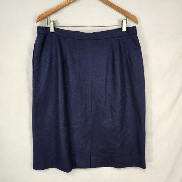 Vtg Pendleton Womens Navy Blue Pencil Skirt Waist 34 100% Wool Lined 80s - Picture 2 of 8